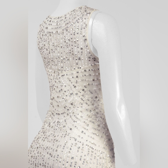 Aidan Mattox V-Neck Sleeveless Embellished Mesh Dress - Picture 2 of 3